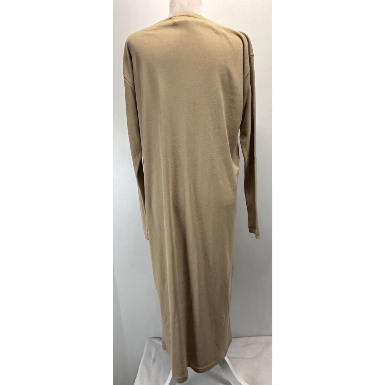 Vintage VINTAGE Link Up Midi Dress Shift Brown One Size Women 90s Lagenlook Cotton Blend Casual Fall Spring Winter Summer United States Ladies Dress Size ONE SIZE - 3 Thumbnail