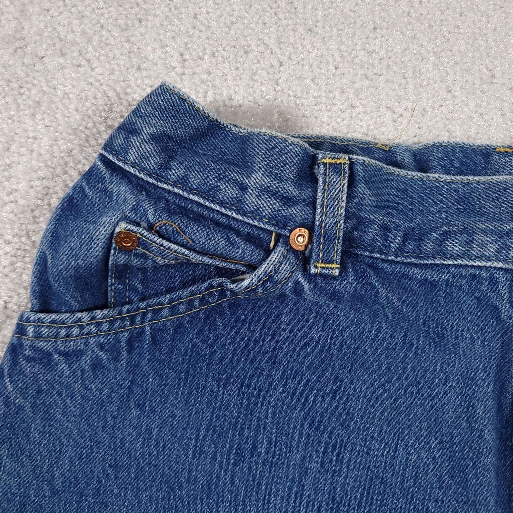 Lee VINTAGE Lee Riders High Rise Denim Jeans Women's 14 Hemmed Short 26.5" USA Made Size 29" - 4 Thumbnail