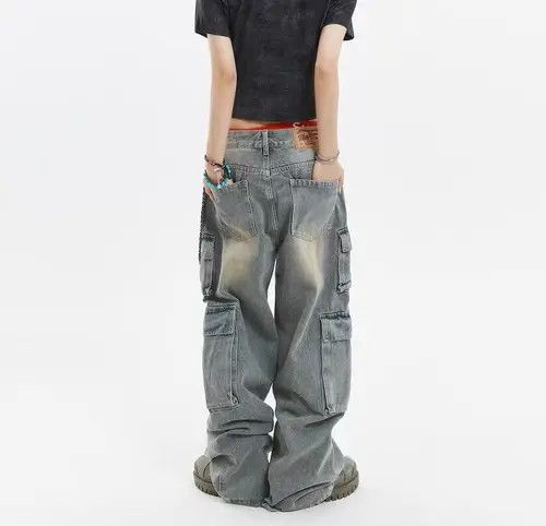 Japanese Brand Vintage Cargo Pants Wide Leg Jeans Size US 29 - 2 Thumbnail