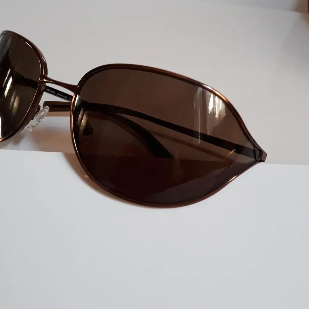 Prada × Vintage PRADA Sunglasses Rectangle Wrap Shield Metal Symbole RI921 Size ONE SIZE - 1 Thumbnail