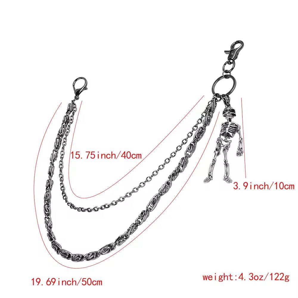 Other Double Metal Waist Key Chain Skull Head Skeleton Pants Size ONE SIZE - 4 Thumbnail