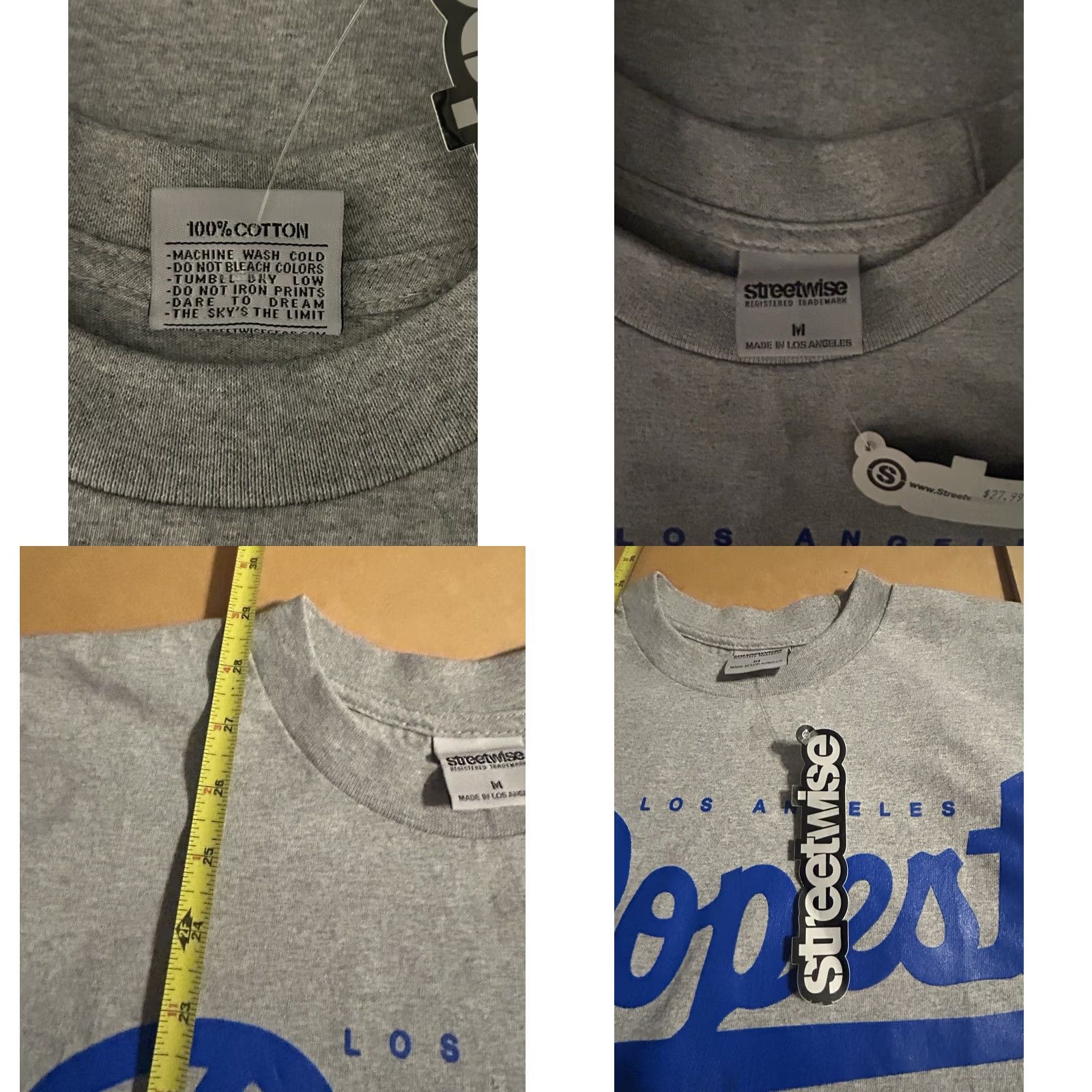 Vintage Streetwise Dopes 03 Dodgers Script Men Medium Gray Short Sleeve NWT Size US 31 - 8 Thumbnail
