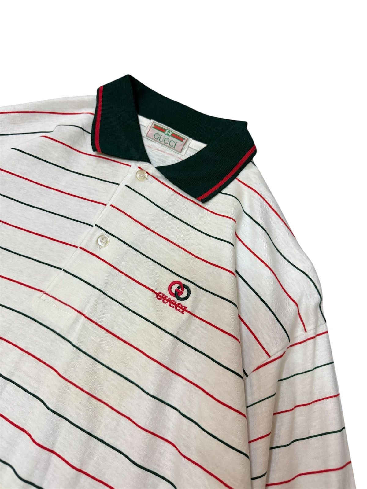 Vintage Vintage 90’s Bootleg Gucci Striped Polo LS Size US L / EU 52-54 / 3 - 3 Thumbnail