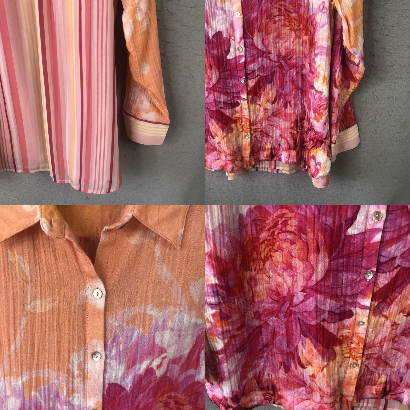 Soft Surroundings Soft Surroundings Shirt Womens 2X Multicolor Floral Button-Up Sheer Tunic Beach Bohemian Lightweight Lined Long Sleeve Collared - Mens/Girls? Size XXL / US 16-18 / IT 52-54 - 9 Thumbnail