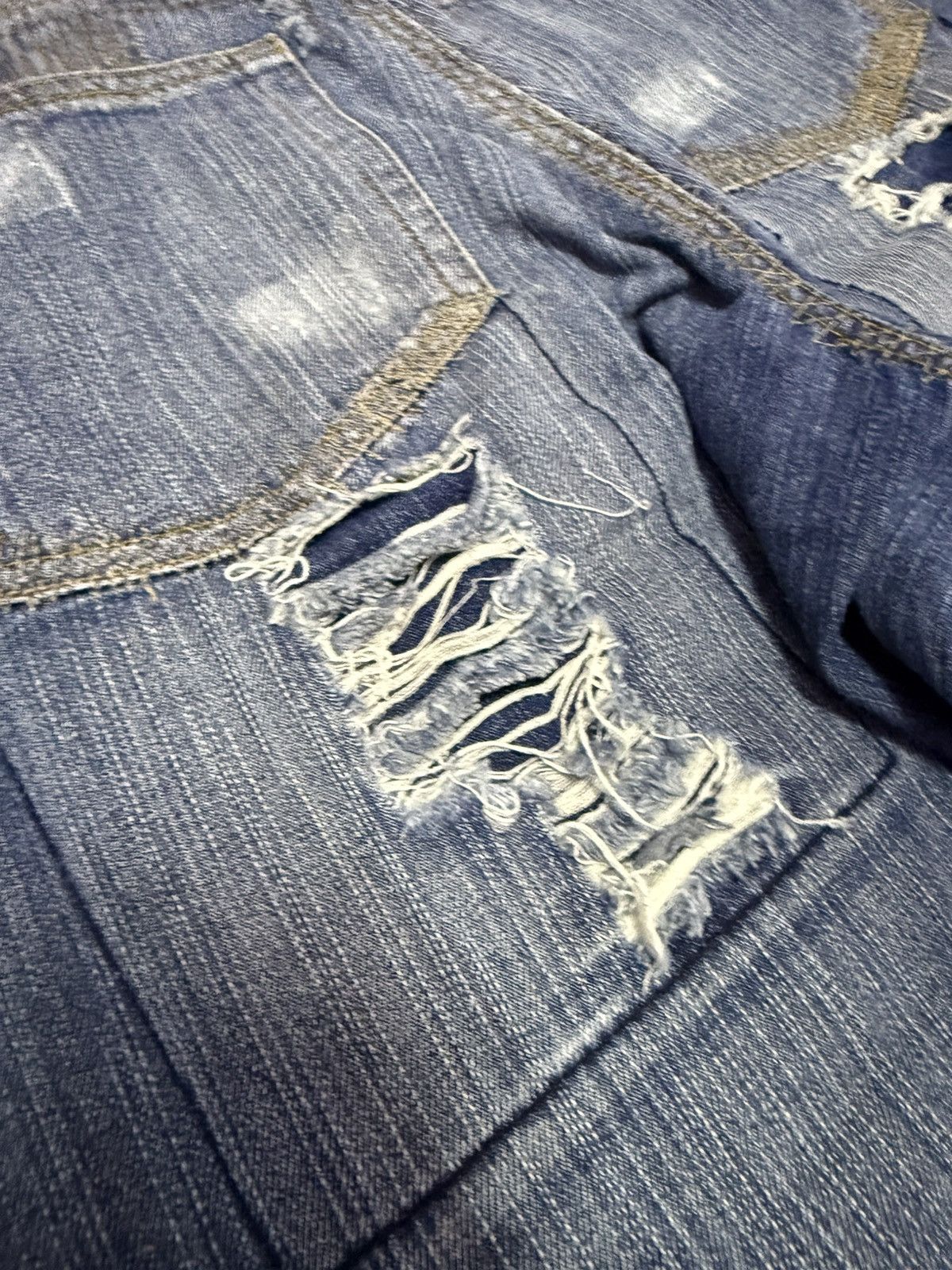 Hysteric Glamour × Japanese Brand Wild Chanel Destroyed Repaired Heavy Stitched Jeans Size US 30 / EU 46 - 23 Thumbnail