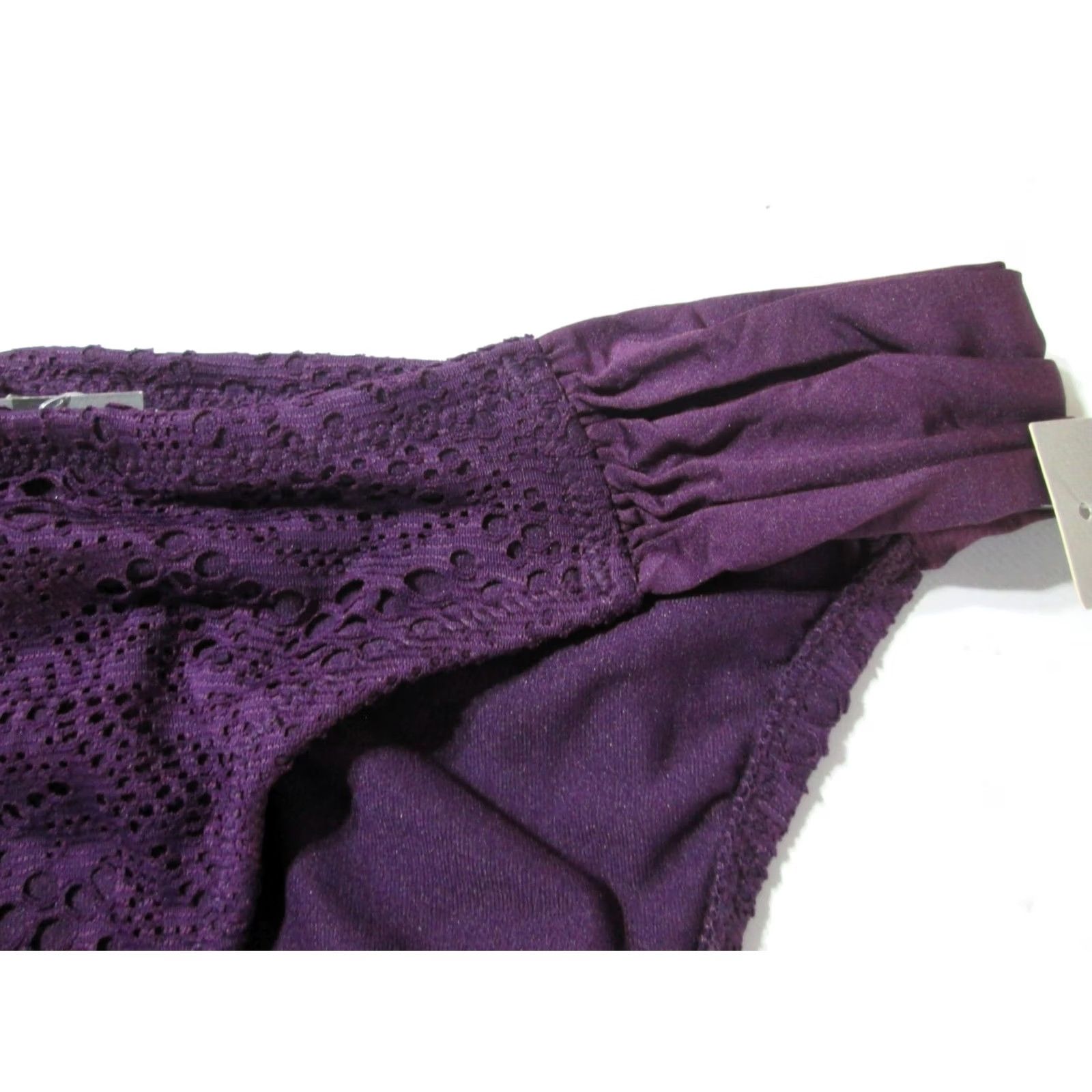 Mossimo Mossimo Bikini Bottom XL Purple Ruched Side Crochet Beachwear Womens Bottom NWT Size 40" / US 18 - 3 Thumbnail
