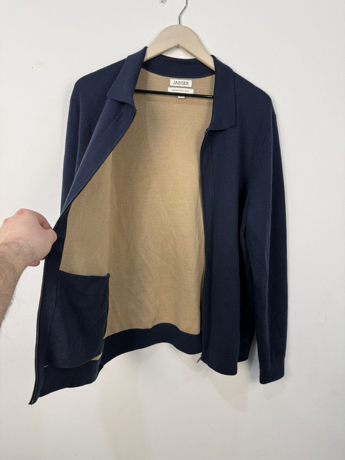 Jaeger Jaeger Blue Wool Zip Sweathirt Size US L / EU 52-54 / 3 - 7 Thumbnail