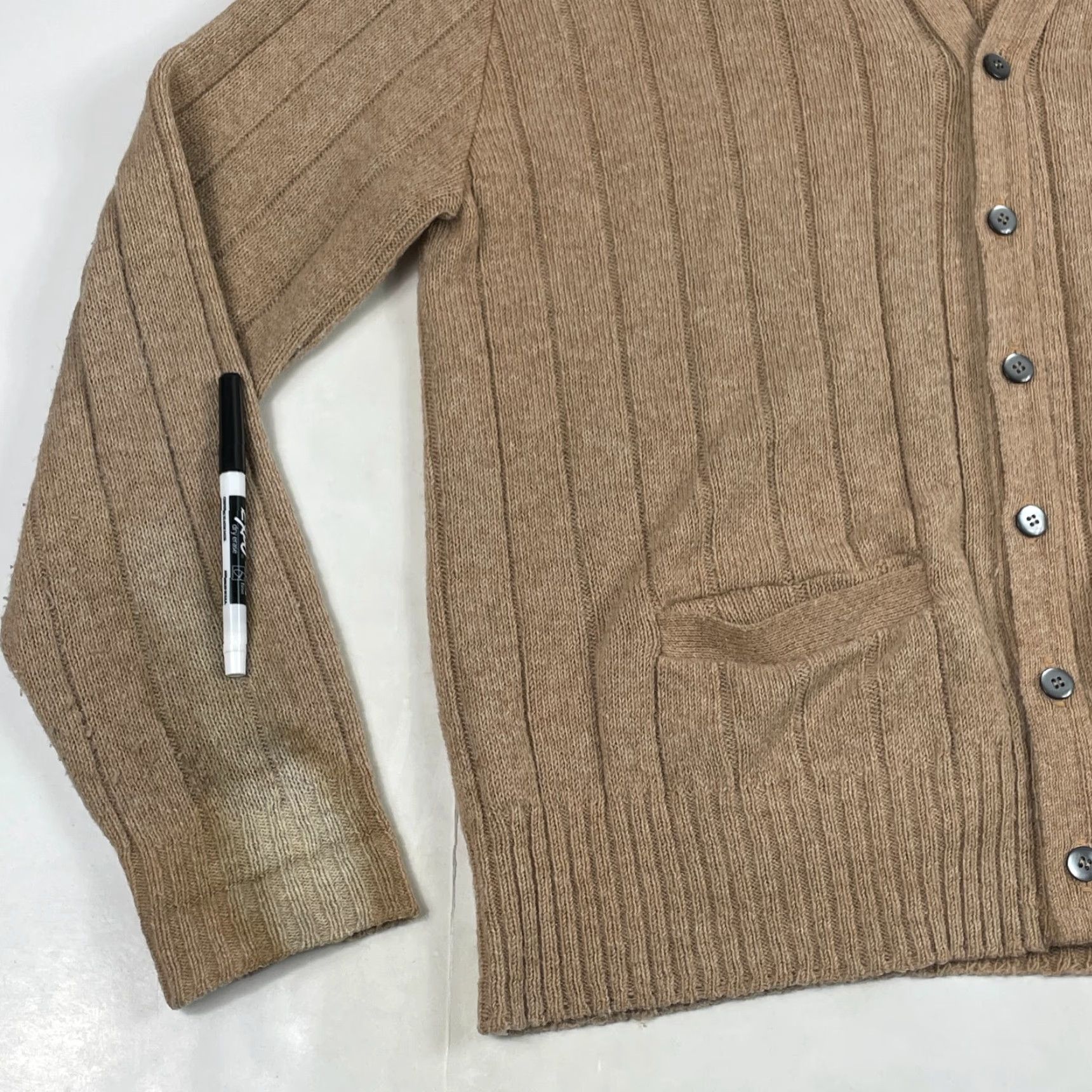 Vintage VINTAGE Lahman Cardigan Sweater Mens Large Beige Lambs Wool 90s Grunge Preppy Cardigan Size US L / EU 52-54 / 3 - 5 Thumbnail