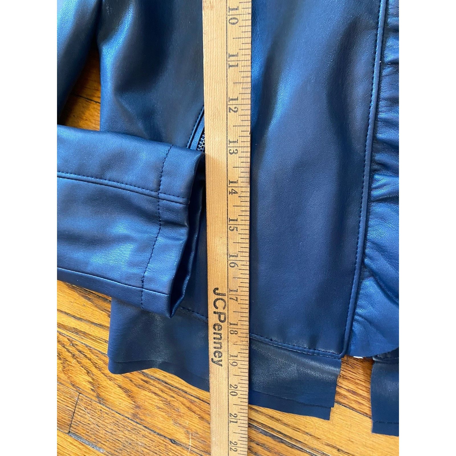 Zara Zara Basic Outerwear Blue Faux Leather Peplum Jacket Women 8 Size M / US 6-8 / IT 42-44 - 7 Thumbnail