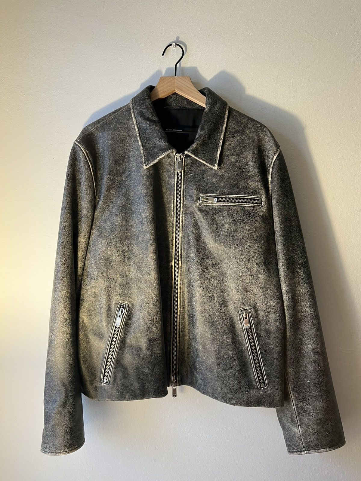 Pearled Ivory Leather Jacket | Grailed