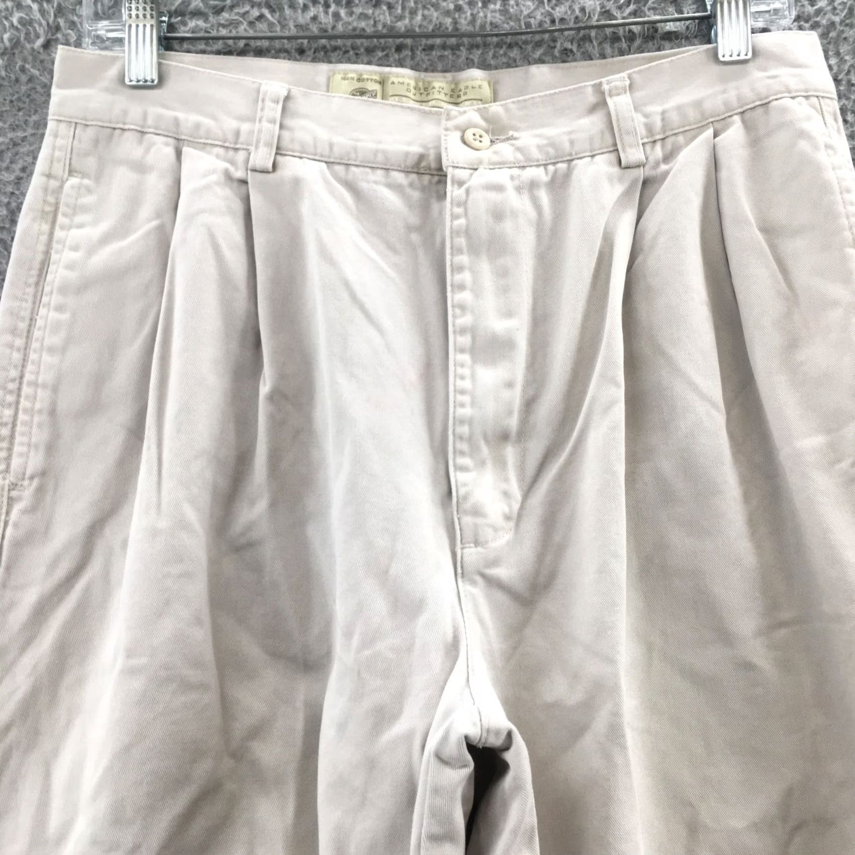 American Eagle Outfitters American Eagle Outfitters Pleated Khakis Pant Mens 33/34 Beige Regular 31x32.5 Pants Size US 33 - 2 Thumbnail