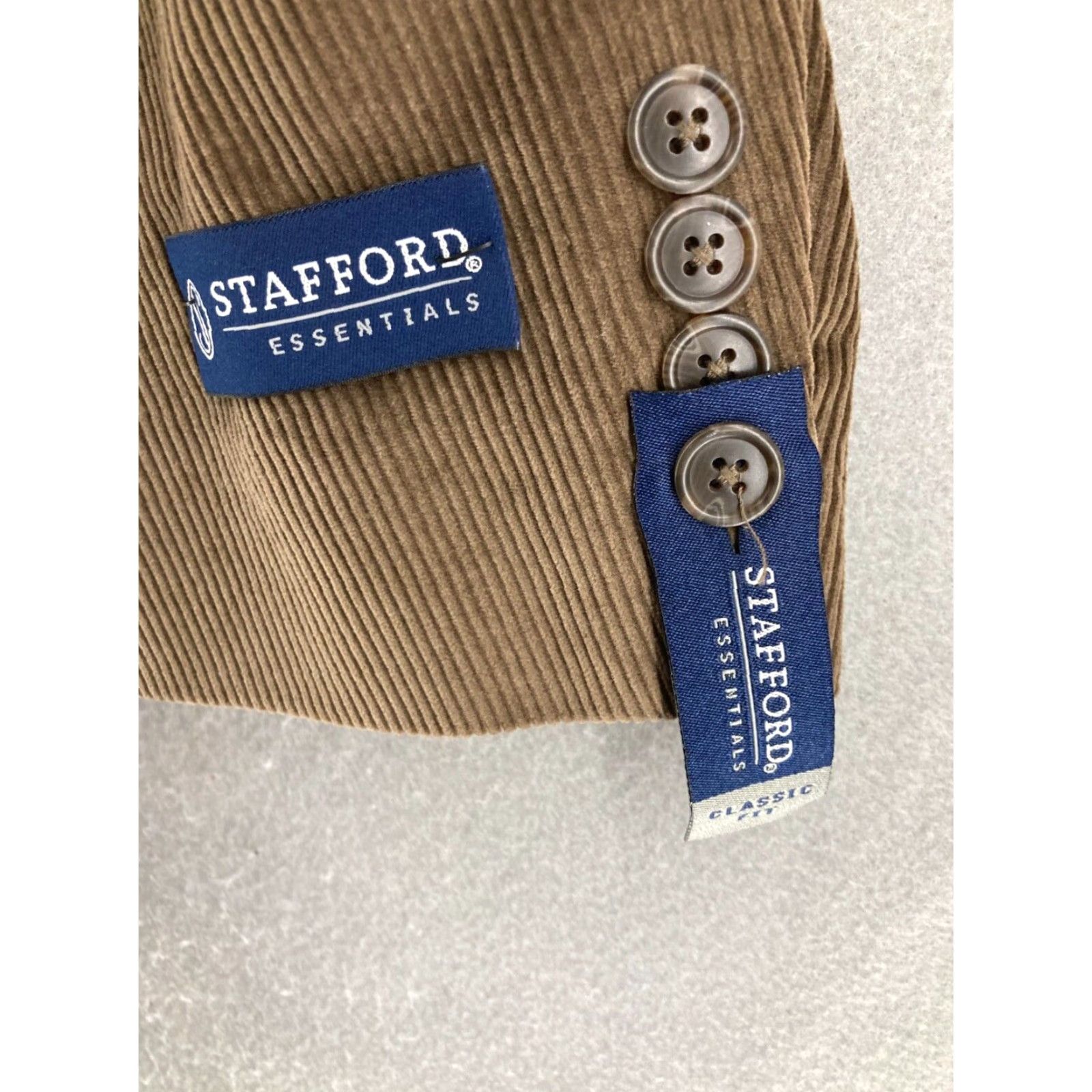 Stafford Stafford Blazer Mens 46 Regular Classic Fit Brown Cotton Corduroy 2-Button Double-Vented Sports Size 46R - 6 Thumbnail