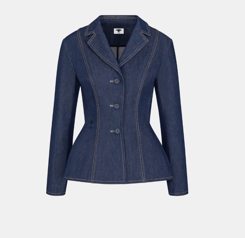 image of Dior O1W1Db10224 Denim Bar Jacket In Blue, Women's (Size Small)