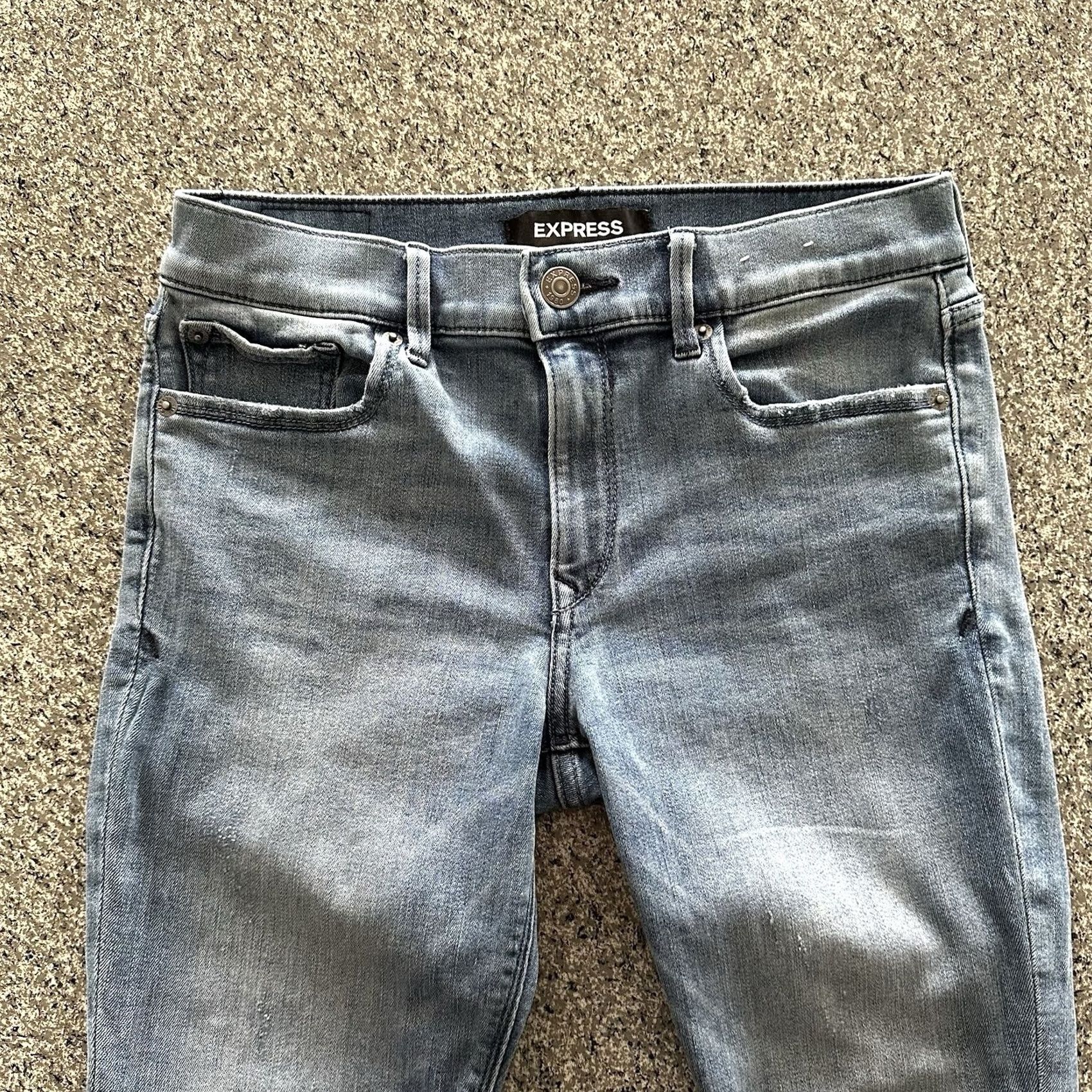 Express Express Jeans Womens 6 Cropped Mid Rise Stretch Denim 28x26 Blue Slim 5-Pocket Jeans Size 28" / US 6 / IT 42 - 3 Thumbnail