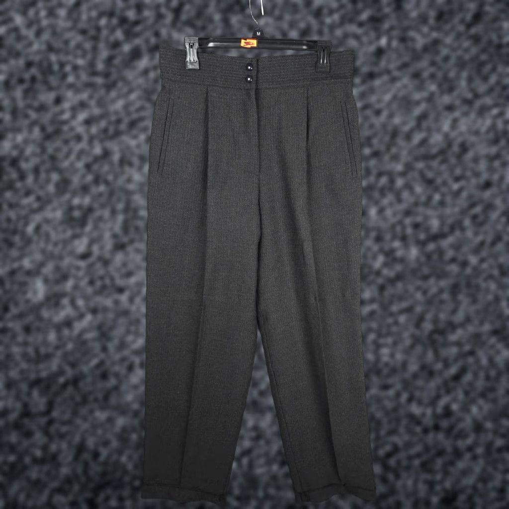 Claude Montana CLAUDE MONTANA Pants Women's 14 Gray Wool Blend High Rise Made Italy Straight Leg, Dress Pants, Vintage, 31" W Size 36" / US 14 / IT 50 - 1 Thumbnail
