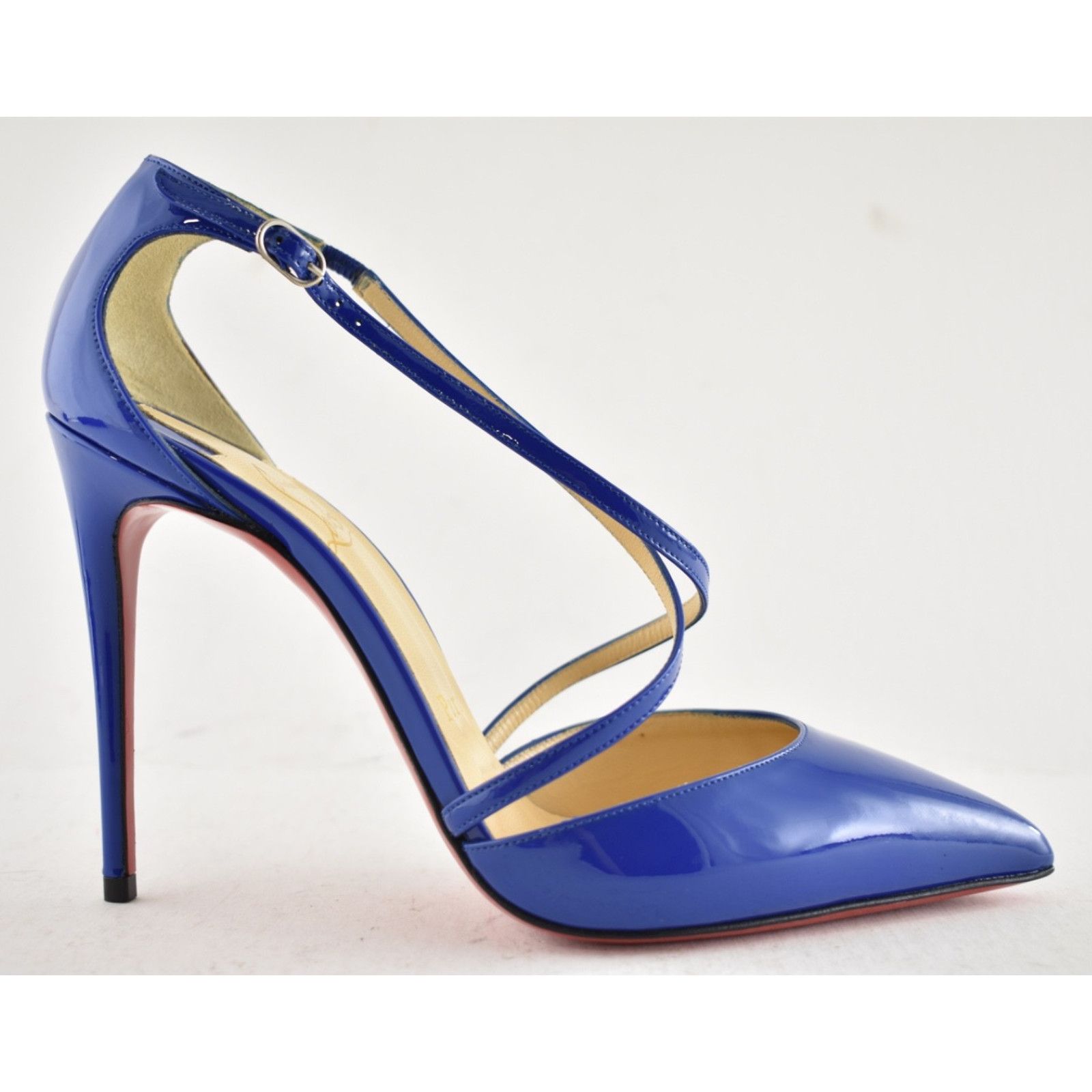 Christian Louboutin Cross Blake 100 Patent Electric Blue