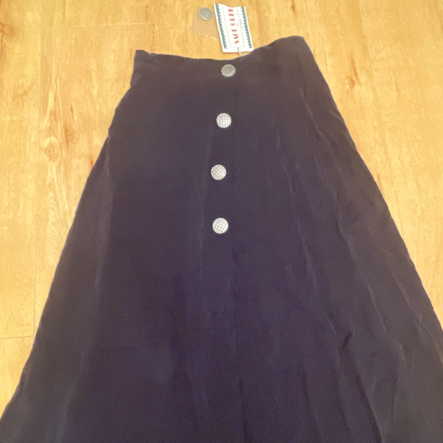 Vintage VINTAGE Sage Creek Liz Ence Maxi Skirt Womens Small Navy Silver Button Front NWT Size 28" / US 6 / IT 42 - 3 Thumbnail