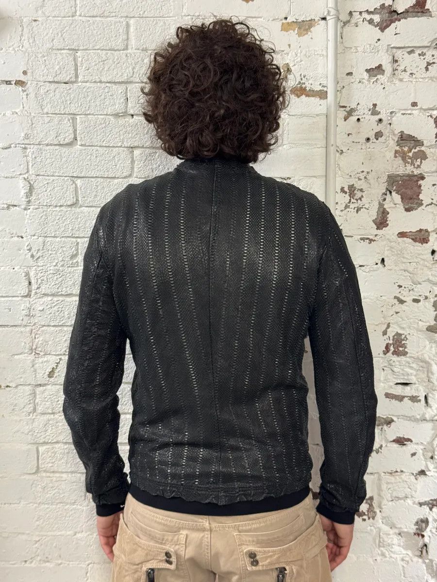 Vintage 2010s Italian Black Avant-Garde Distressed Leather Jacket Size US M / EU 48-50 / 2 - 3 Thumbnail