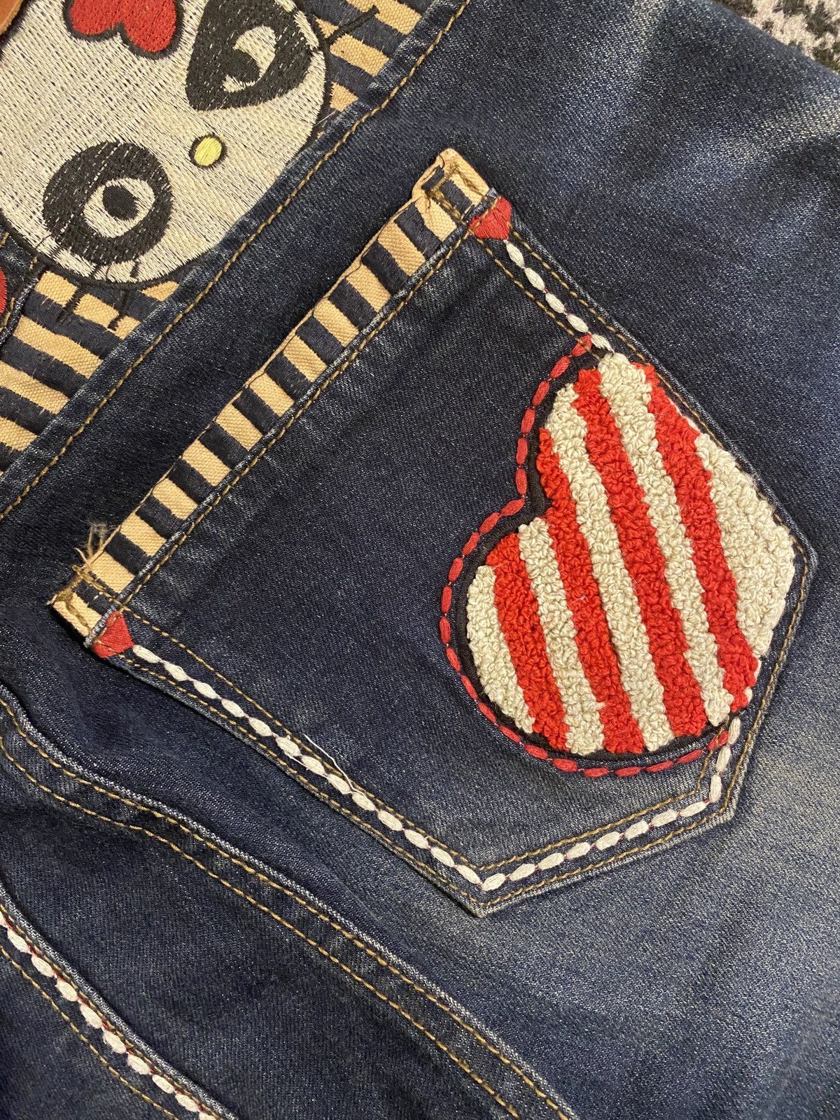 Japanese Brand Hysteric Glamour Patchwork Washed Denim Hello Kitty Size US 33 - 9 Thumbnail