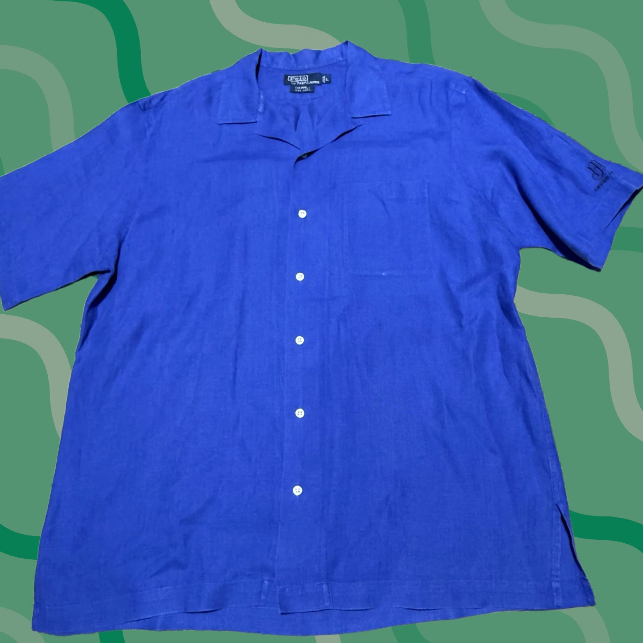 Polo Ralph Lauren VINTAGE Polo Ralph Lauren Shirt L Blue Caldwell Loop Collar Jupiter Hills Camp Hawaiian Size US L / EU 52-54 / 3 - 1 Thumbnail