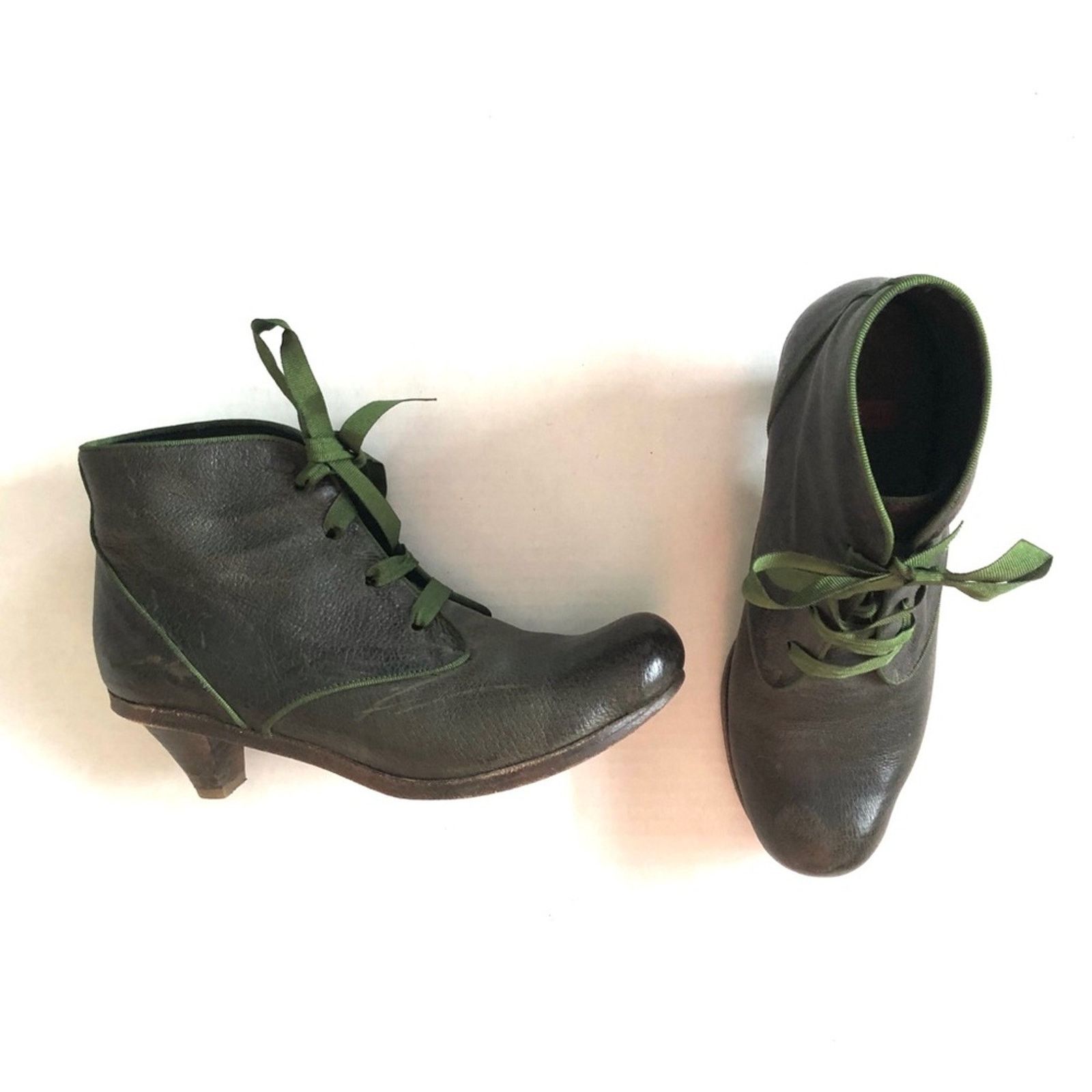 Other Tracey Neuls Green Leather Ankle Booties TN29 Size US 7.5 / IT 37.5 - 2 Thumbnail