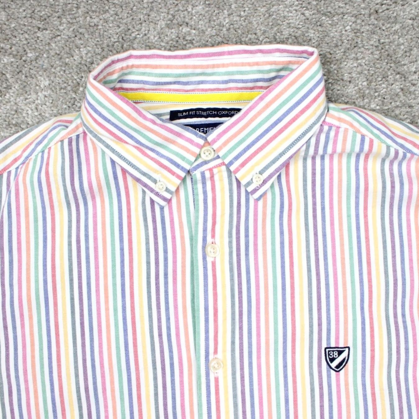 Cremieux Cremieux Classics Shirt Mens Large Blue/Red/Green Slim Fit Stretch Oxford L/S Size US L / EU 52-54 / 3 - 6 Thumbnail