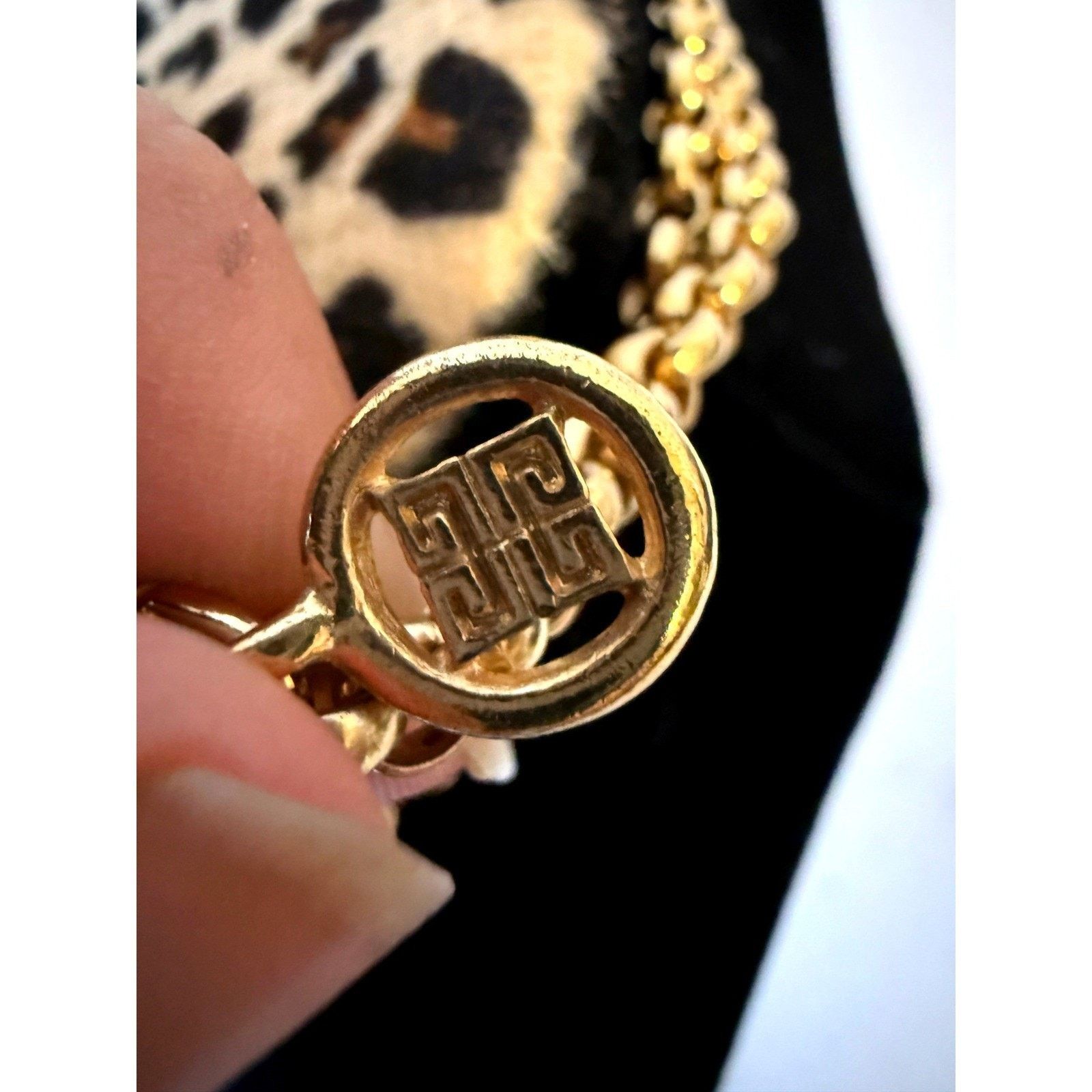 Givenchy Vintage 80s Givenchy Necklace Gold Tone Double Chain Pendant Size 30 - 6 Thumbnail