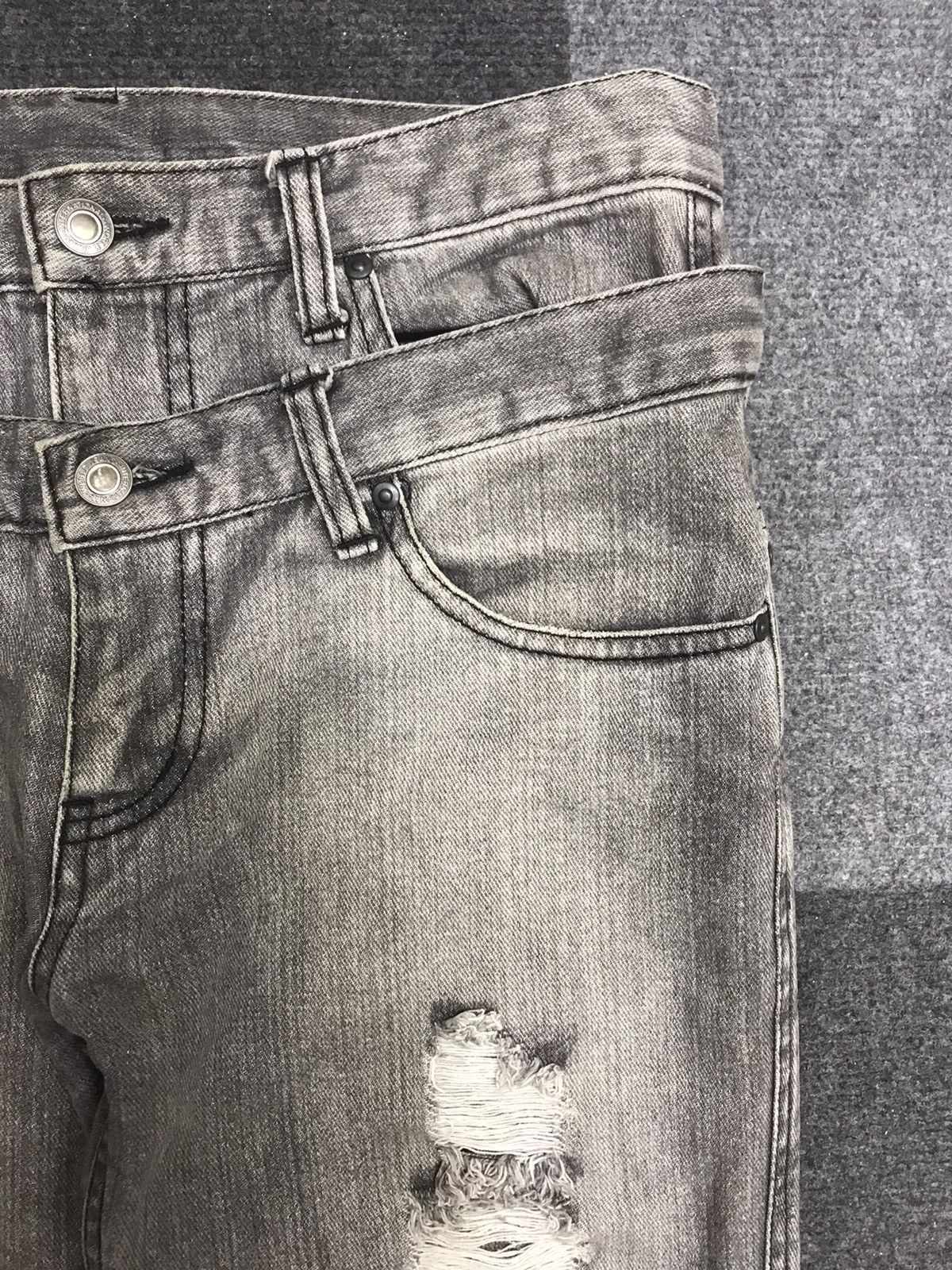 Japanese Brand 💥DOUBLE WAIST💥LAD Japan Black Wash Distressed Denim F259 Size US 32 / EU 48 - 14 Thumbnail