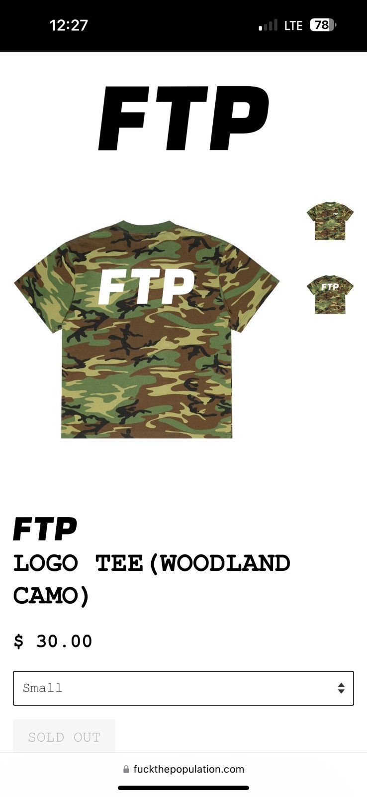 Fuck The Population FTP Woodland Camo tee Size US L / EU 52-54 / 3 - 2 Thumbnail