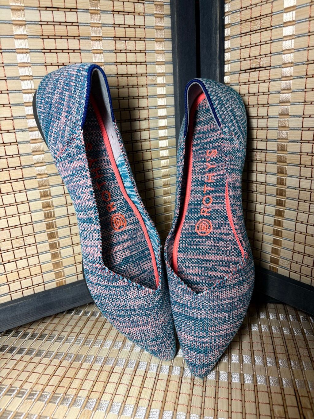 Women's Rothy's The Point II in Teal & Pink Tweed