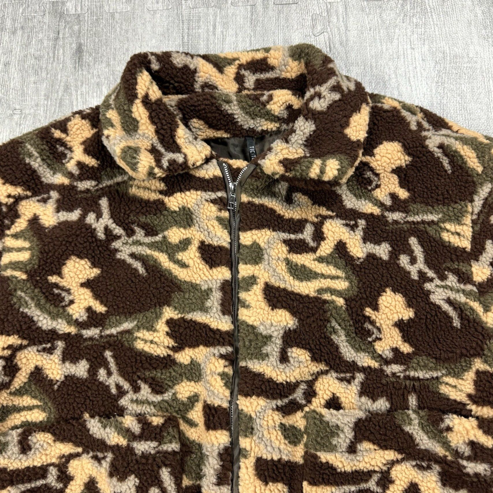 Vintage TIC TOC CAMO Womens Small Fleece Crop Deep Pile Zip Mock Neck Designer Rare Size S / US 4 / IT 40 - 2 Thumbnail