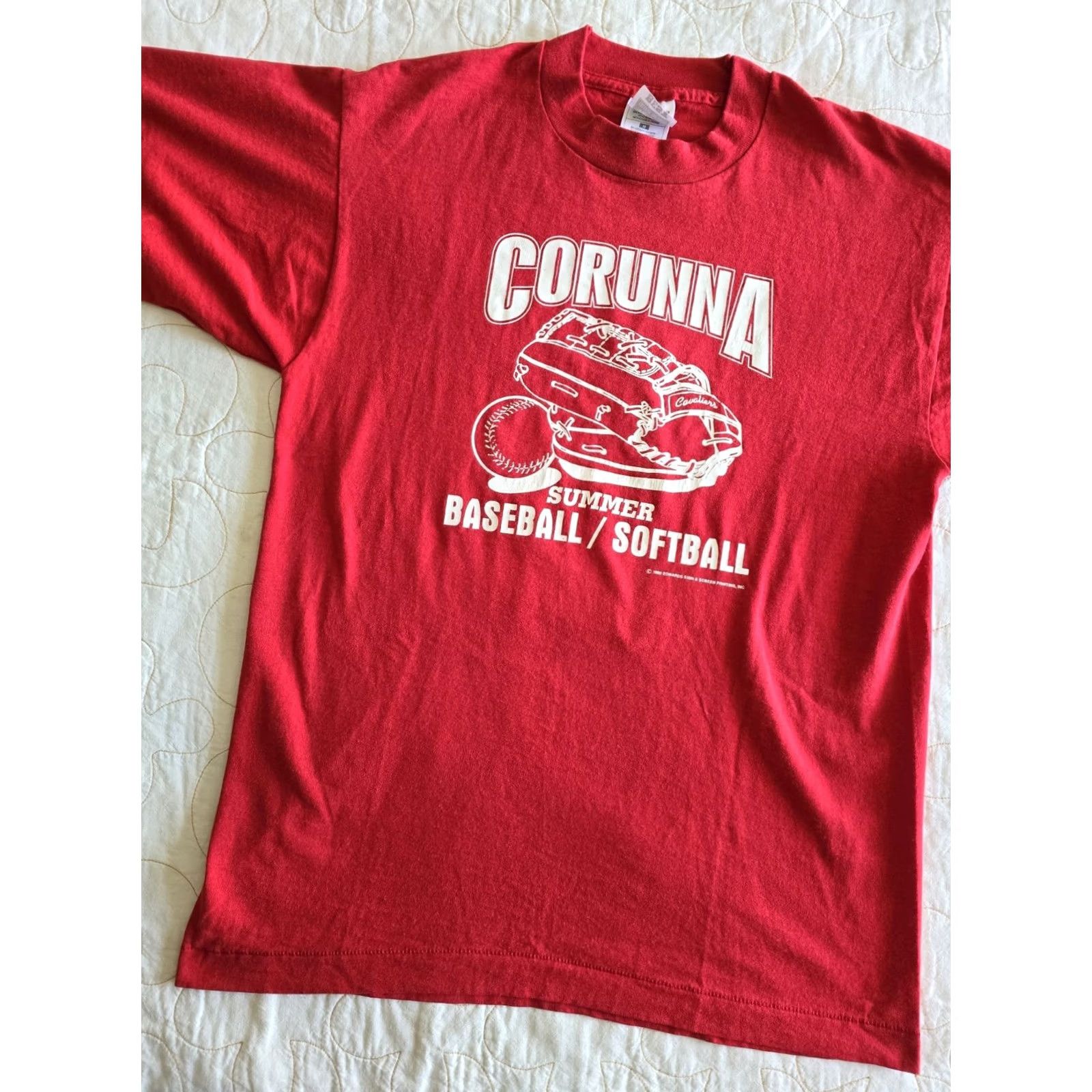 Fruit Of The Loom VINTAGE 90s Red Softball Baseball Single Stitch Tshirt Adult Medium Sports Tee Fruit of the Loom Unisex Graphic Tee Size US M / EU 48-50 / 2 - 2 Thumbnail