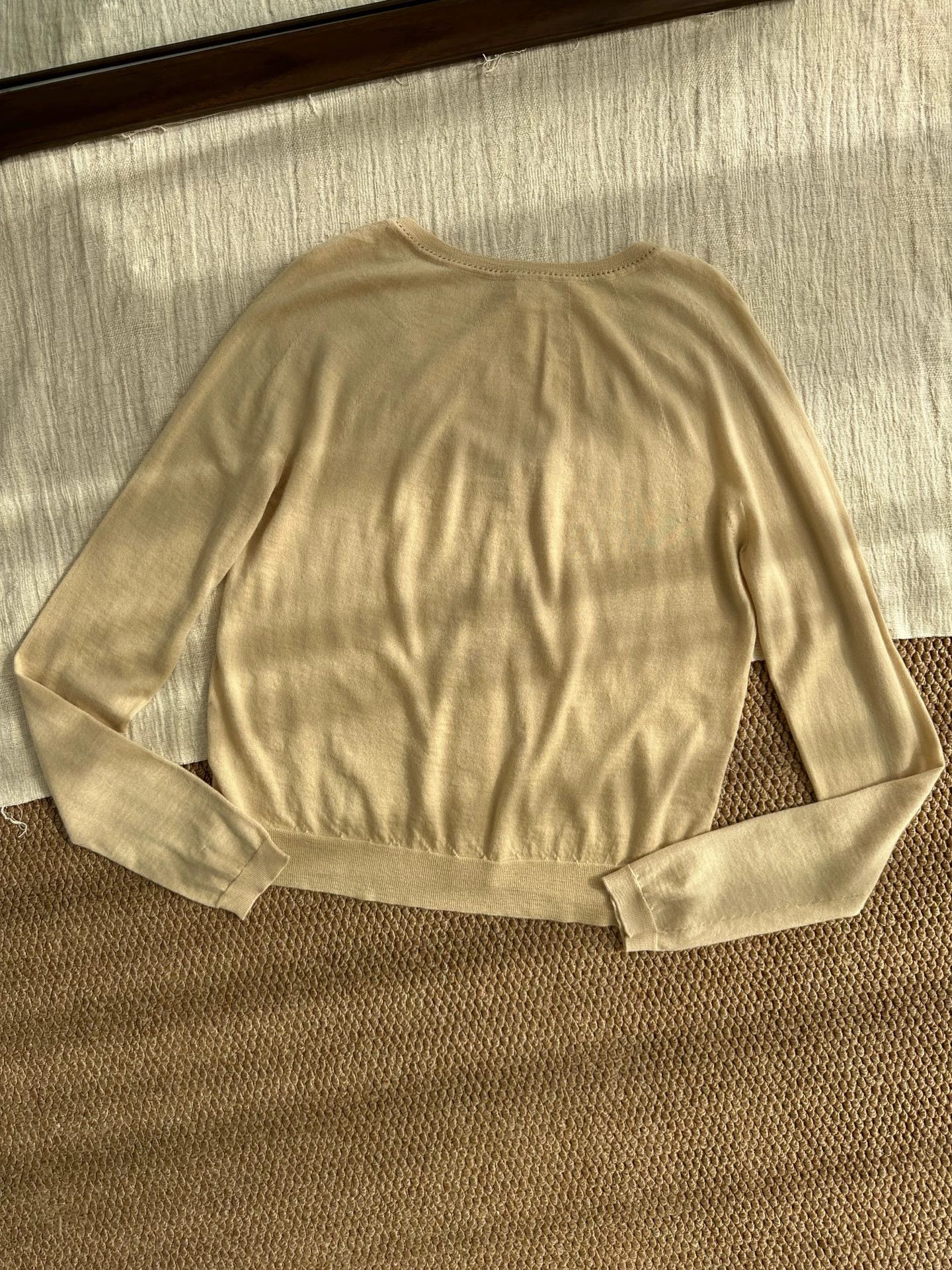 Hermes HERMES JPG h-embroidered cashmere cardigan women's tan Size M / US 6-8 / IT 42-44 - 5 Thumbnail