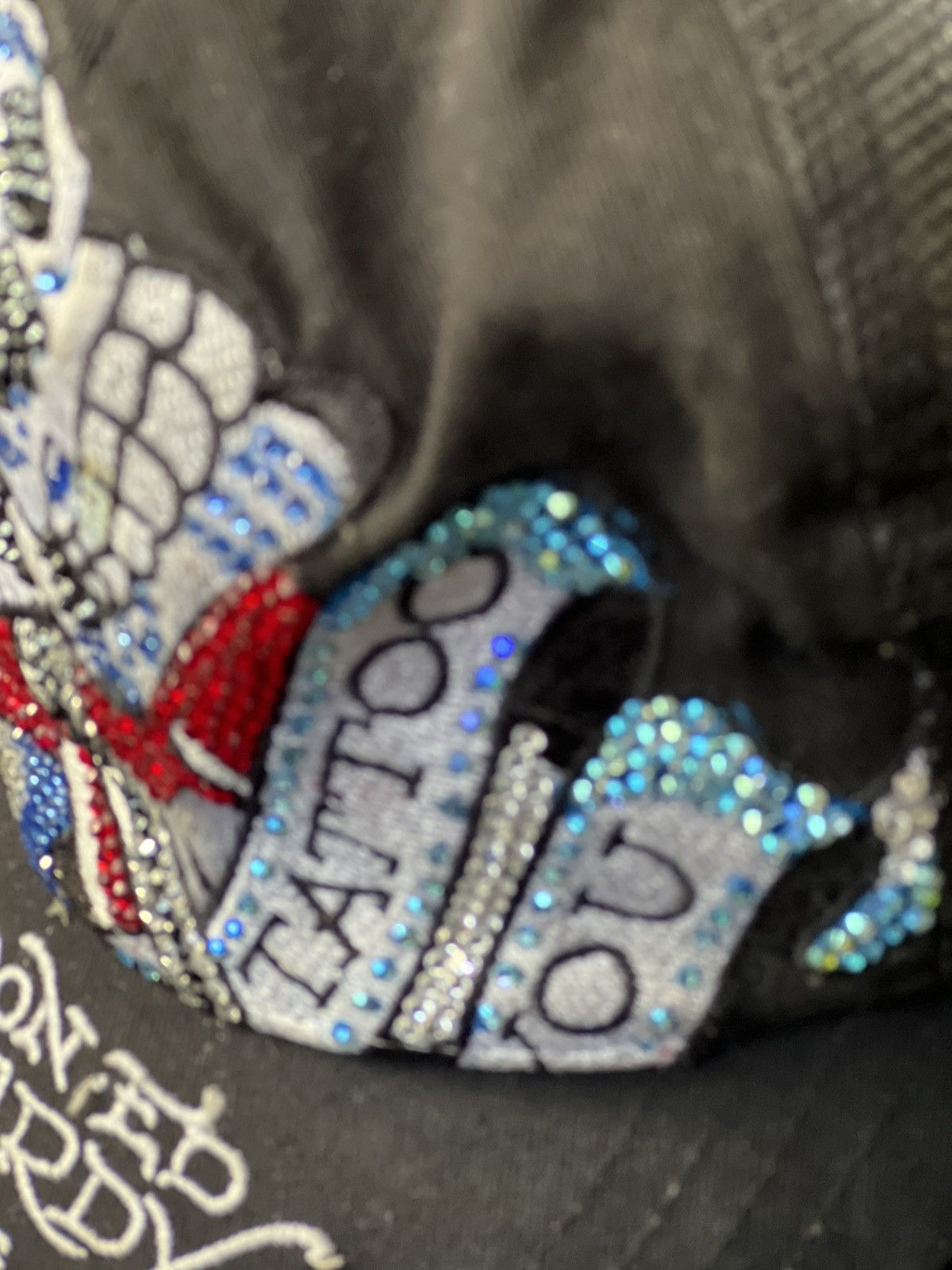 Ed Hardy “Point Taken” Ed Hardy Hat – 1,200 Swarovski – Y2K Designer Size ONE SIZE - 3 Thumbnail
