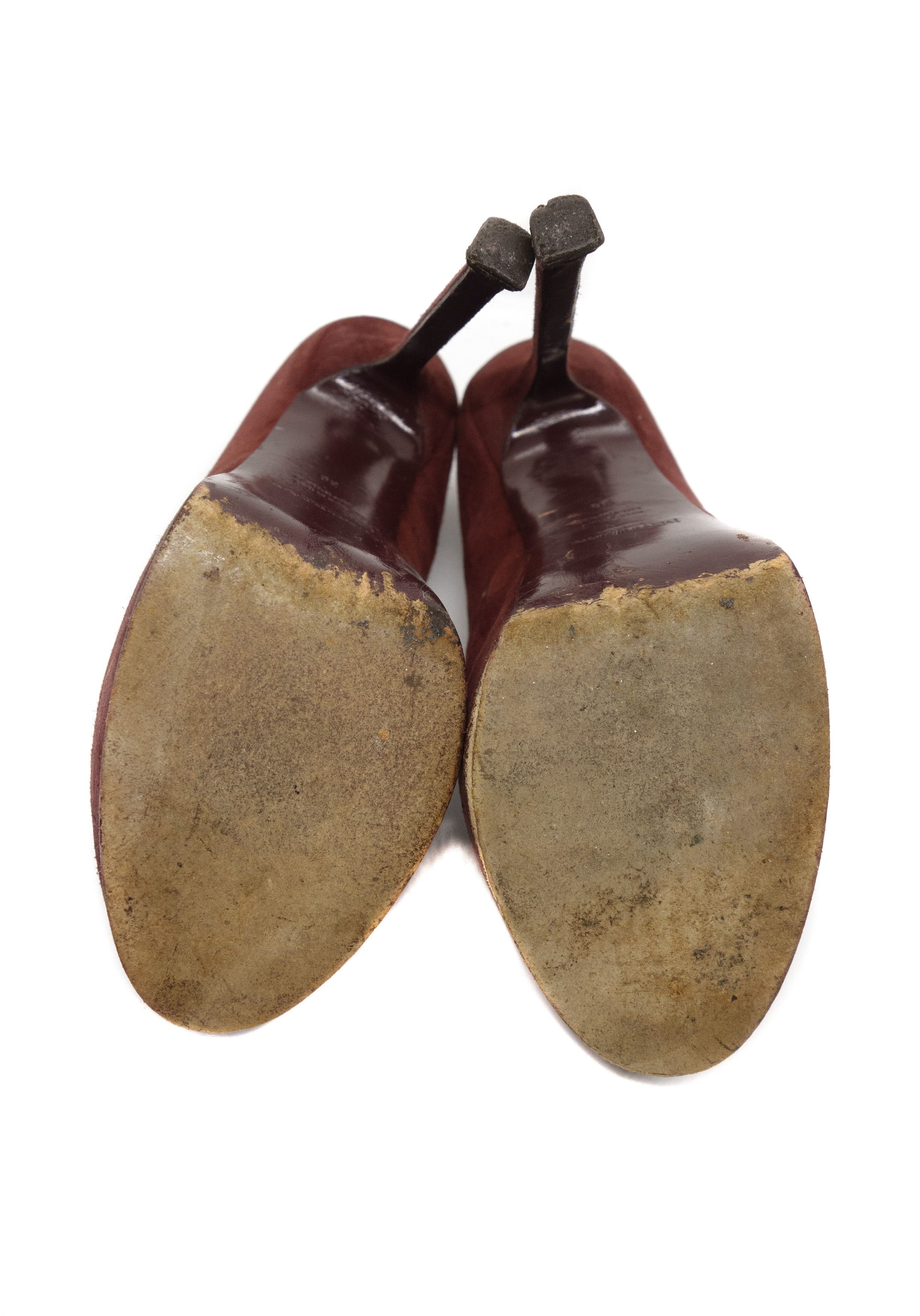 Yves Saint Laurent 00s Rive Gauche Tribtoo Suede Platform Pumps Size US 6 / IT 36 - 7 Thumbnail