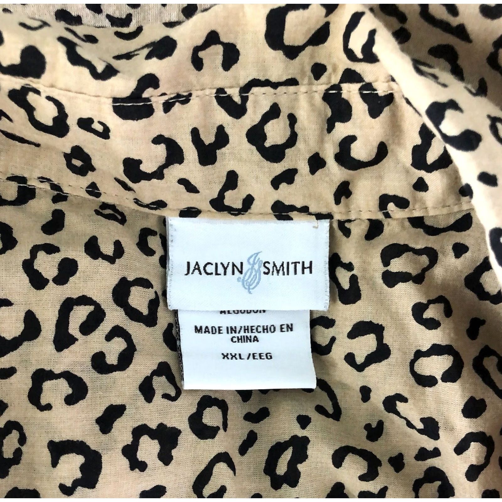 Vintage Vintage Top 2XL Tan Leopard ButtonUp 3/4 RollTab Collar Pocket glam retro y2k 90 Size XXL / US 16-18 / IT 52-54 - 4 Thumbnail