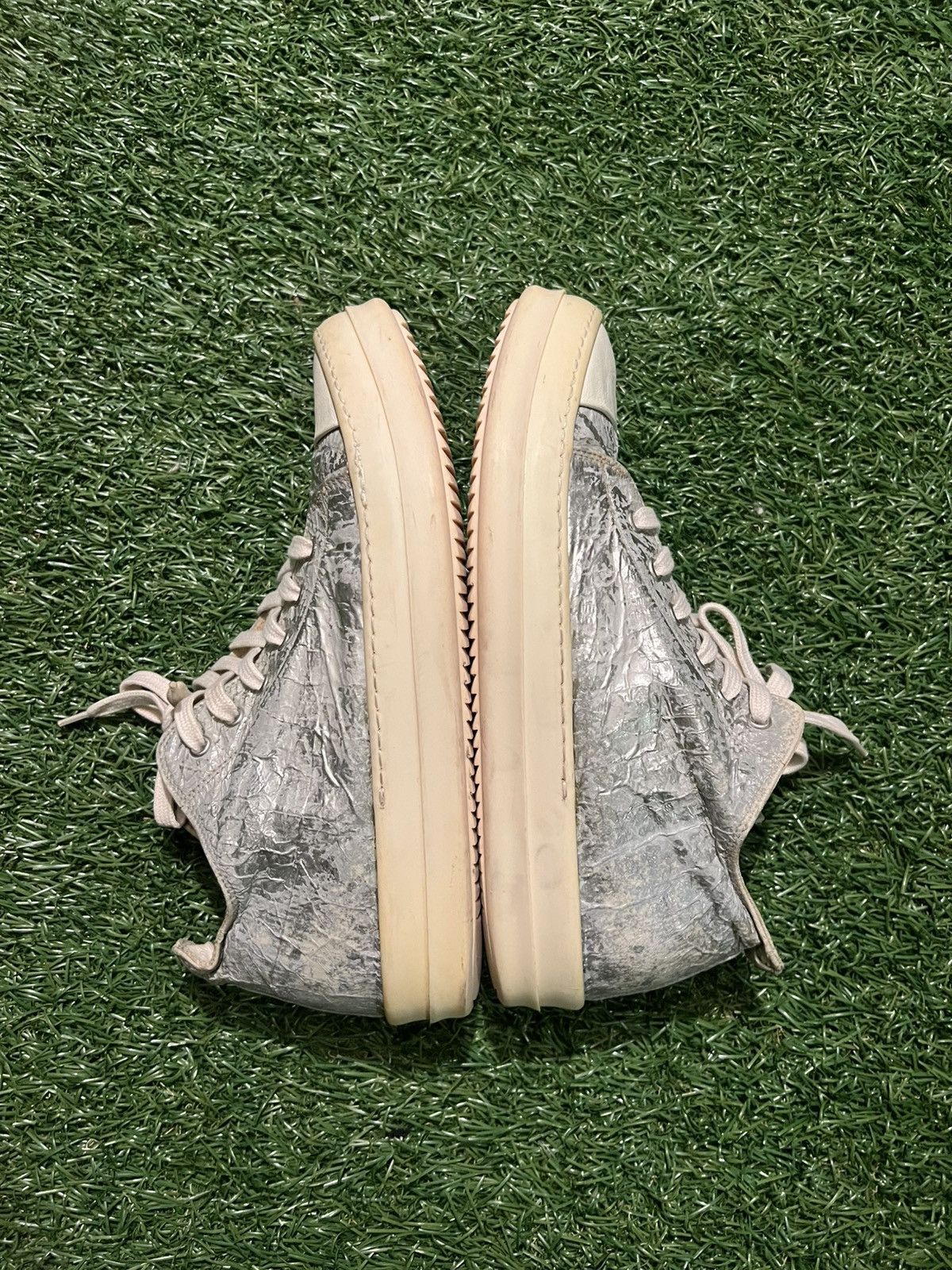Rick Owens DRKSHDW Silver Ramones Shoes Metallic Sneakers