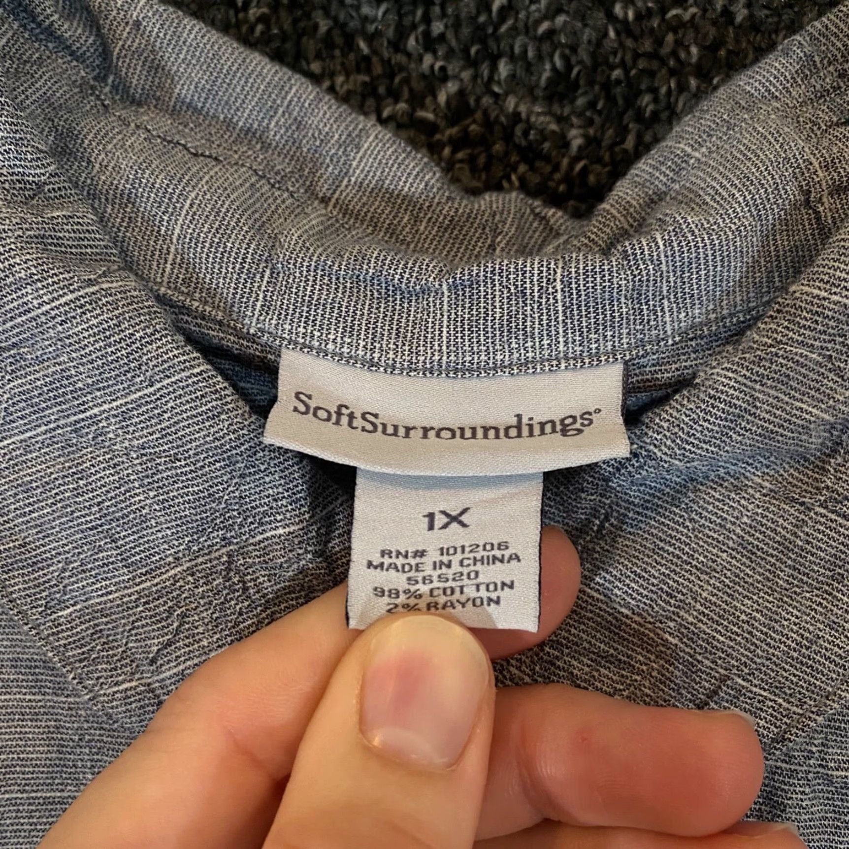 Soft Surroundings Soft Surroundings Shirt Womens 1X Gray Long Sleeve Button-Up Collared 1X Size Basic Shirt Women Mens Size XL / US 12-14 / IT 48-50 - 3 Thumbnail
