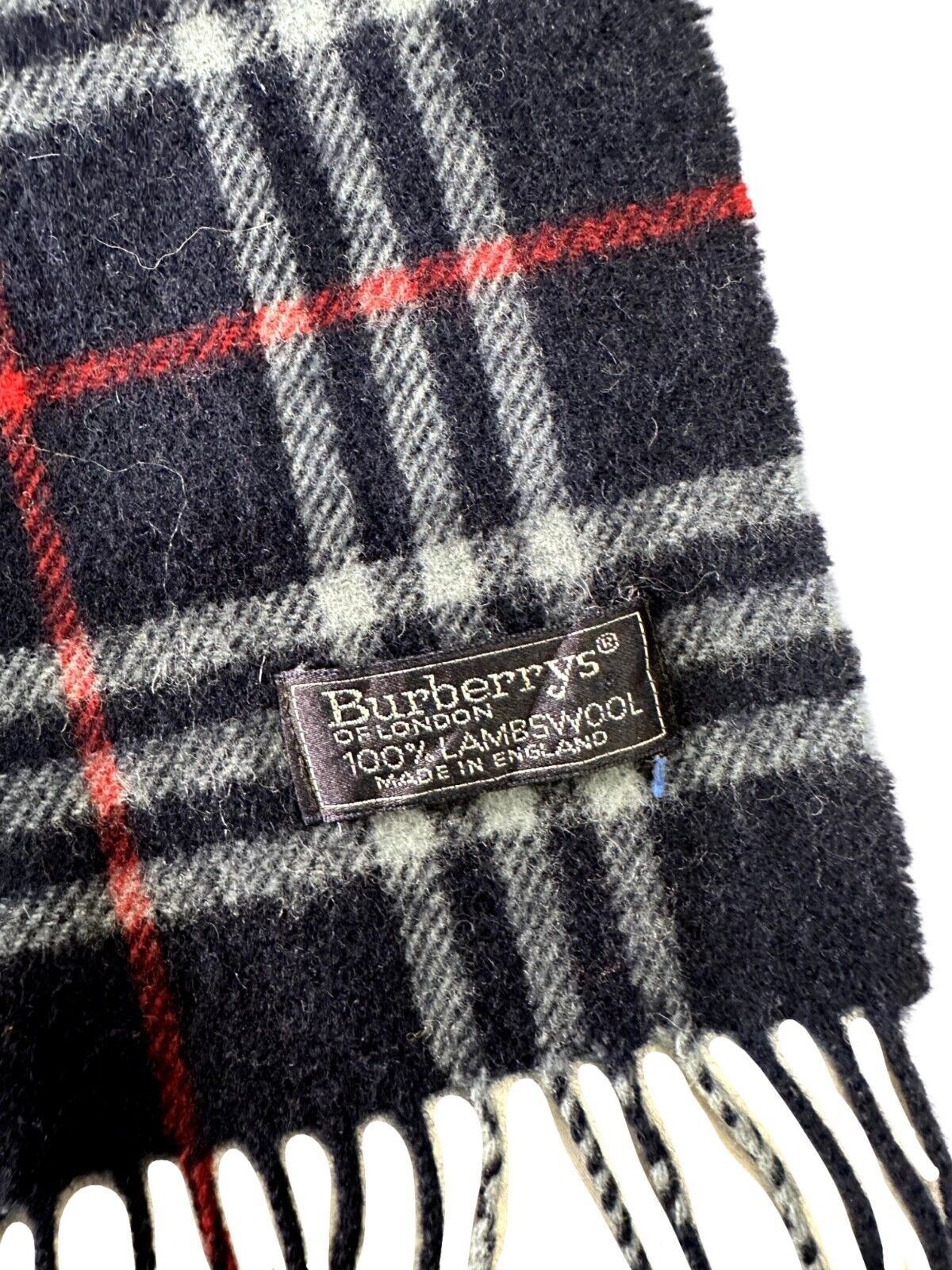 Burberry Burberrys Check Unisex Scarf Navy Blue 100% Lambswool Size ONE SIZE - 3 Thumbnail