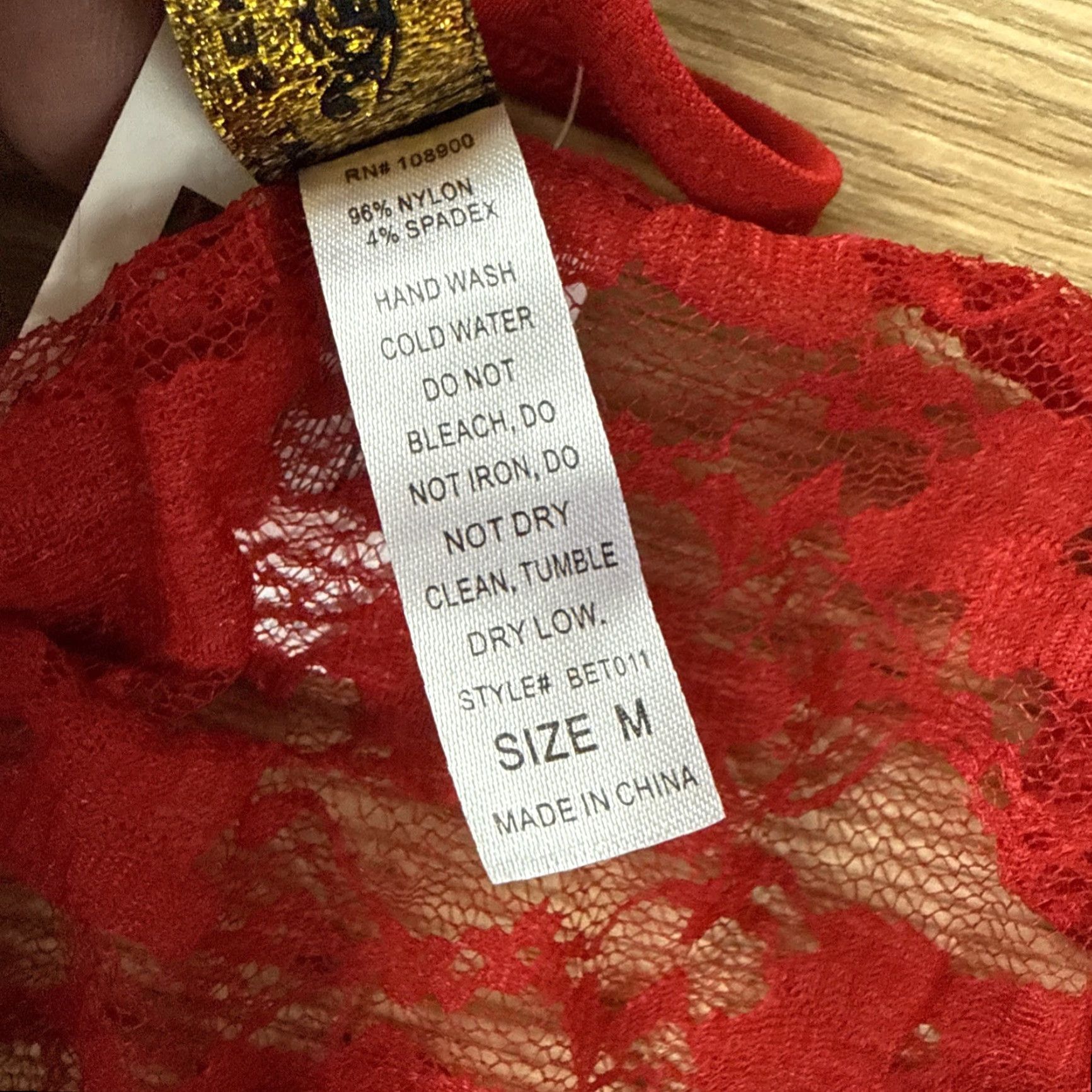 Vintage VINTAGE Just Sexy Shirt Chemise Red Lace Set Size M Adult Womens Nightie Thong Lace Sheer Nightwear Size ONE SIZE - 5 Thumbnail