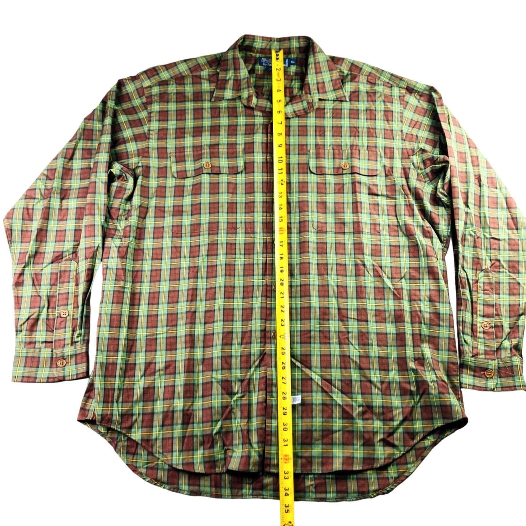 Polo Ralph Lauren VINTAGE Polo Ralph Lauren Men's Safari Work Shirt Plaid Green XL 100% Cotton Button-Up Long Sleeve Collared Size US XL / EU 56 / 4 - 4 Thumbnail