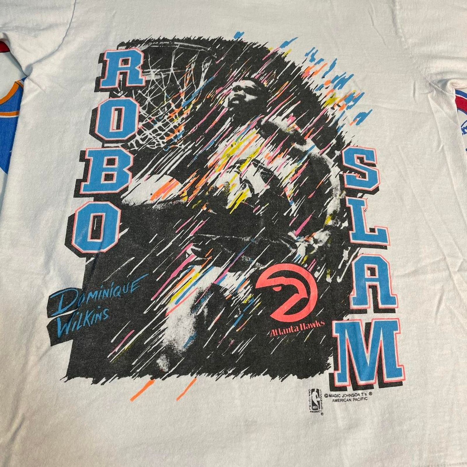 NBA × Vintage VTG 90s NBA Dominique Wilkins Atlanta Hawks Basketball Tee Size US L / EU 52-54 / 3 - 3 Thumbnail