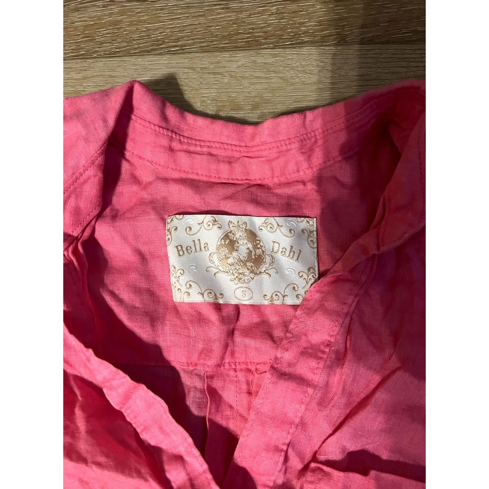 Bella Dahl Bella Dahl Womens Pink 100% Linen Tunic Blouse Small 3/4 sleeve Size S / US 4 / IT 40 - 3 Thumbnail