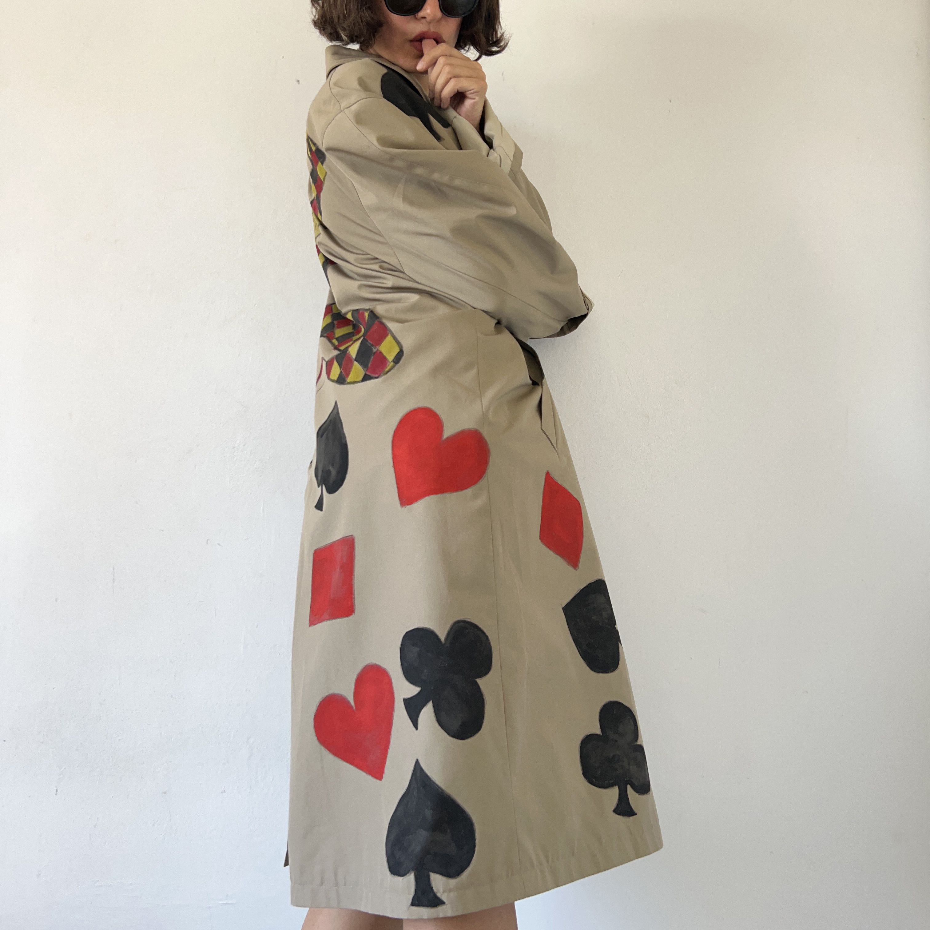 Custommade Custom poker joker print unisex vintage trench coat Size ONE SIZE - 5 Thumbnail