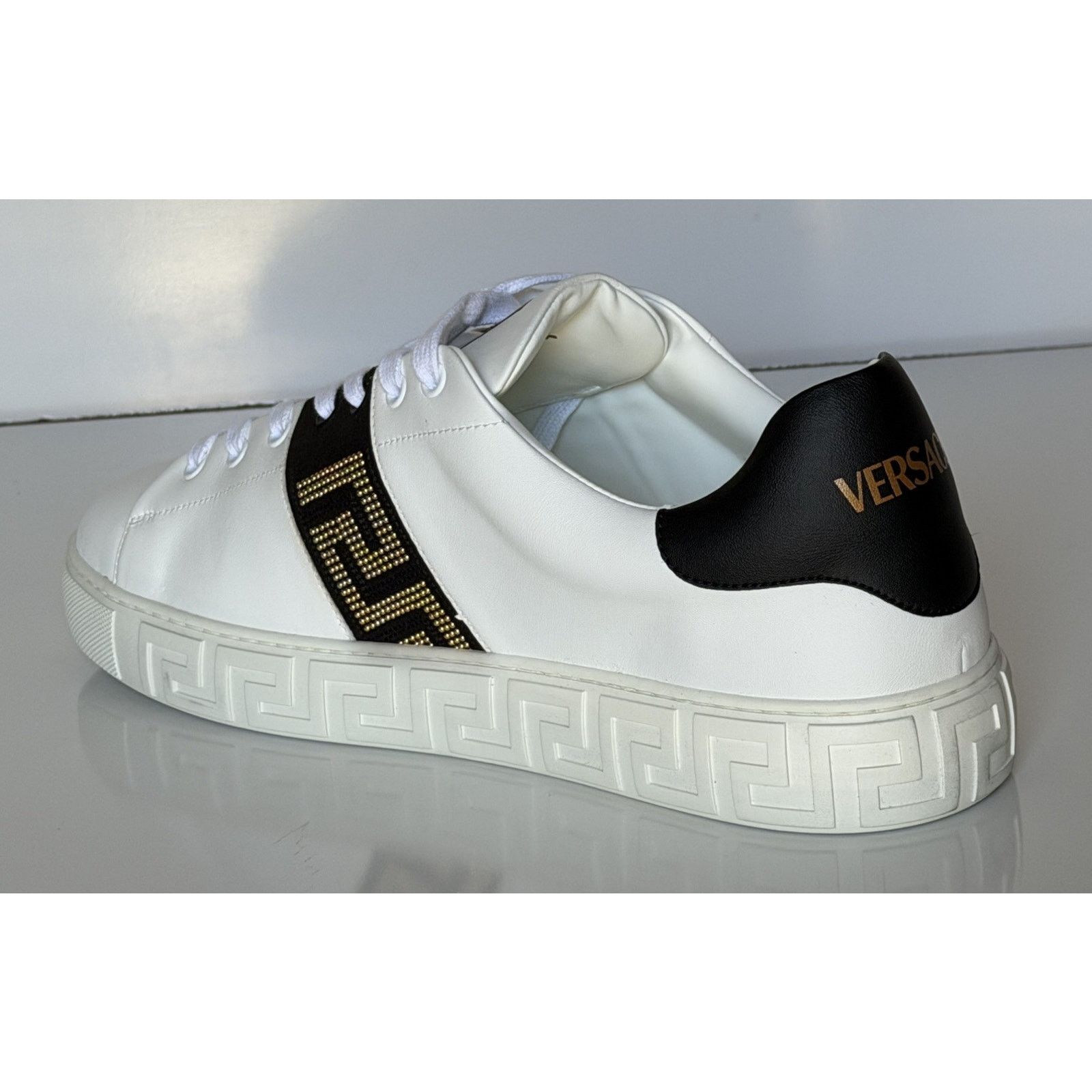 Versace Versace Greek key White/Black Leather Sneakers 13 US 1014460 Size US 13 / EU 46 - 5 Thumbnail