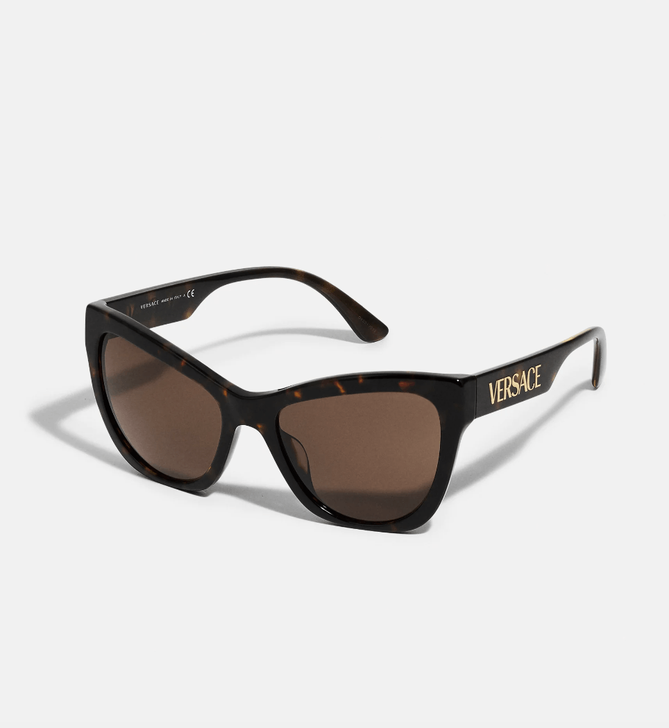 image of New Versace Ve4417U - 108/73 Logo Sunglasses in Brown, Women's