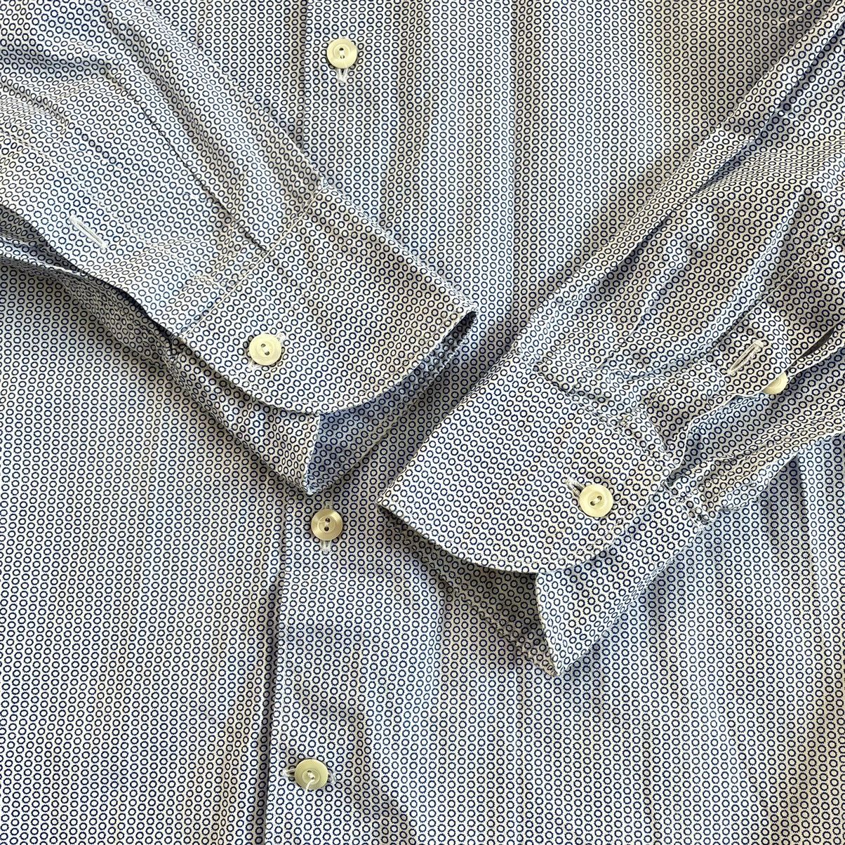 Designer × Tintoria Mattei Tintoria Mattei 954 Blue Slim Fit Dotted Cotton Button Shirt Size 38R - 7 Thumbnail