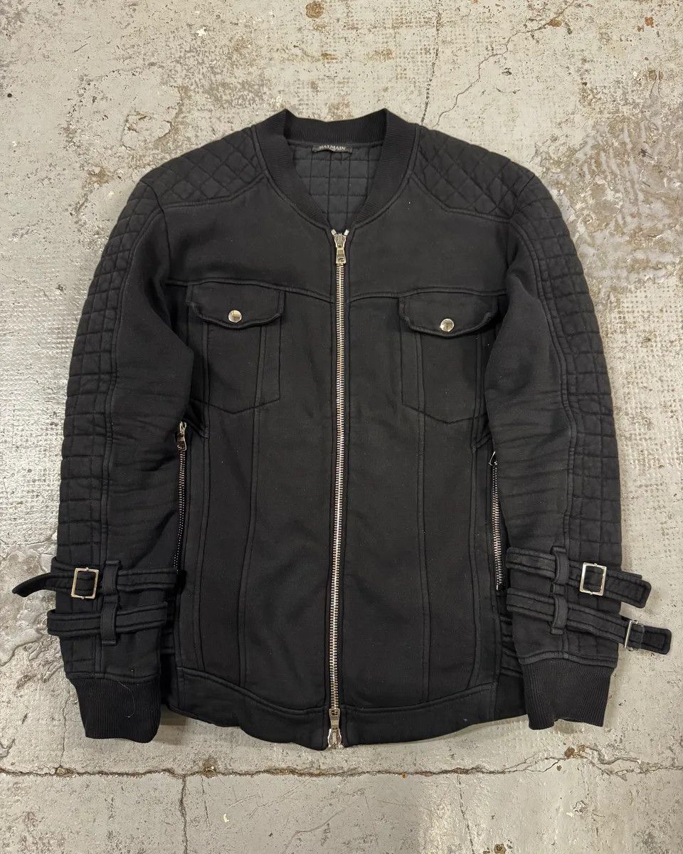Balmain AW2017 Balmain Black Buckled Quilted Zip-up Jacket Size US M / EU 48-50 / 2 - 1 Thumbnail