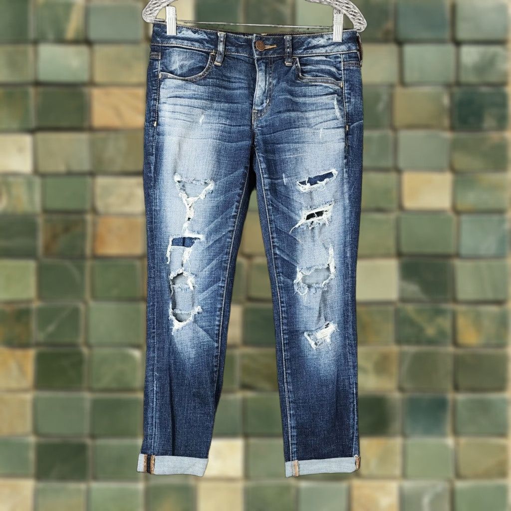 American Eagle Outfitters VINTAGE American Eagle Womens Distressed Blue Jeggings Size 4 Women's Jeans Size 27" / US 4 / IT 40 - 1 Thumbnail
