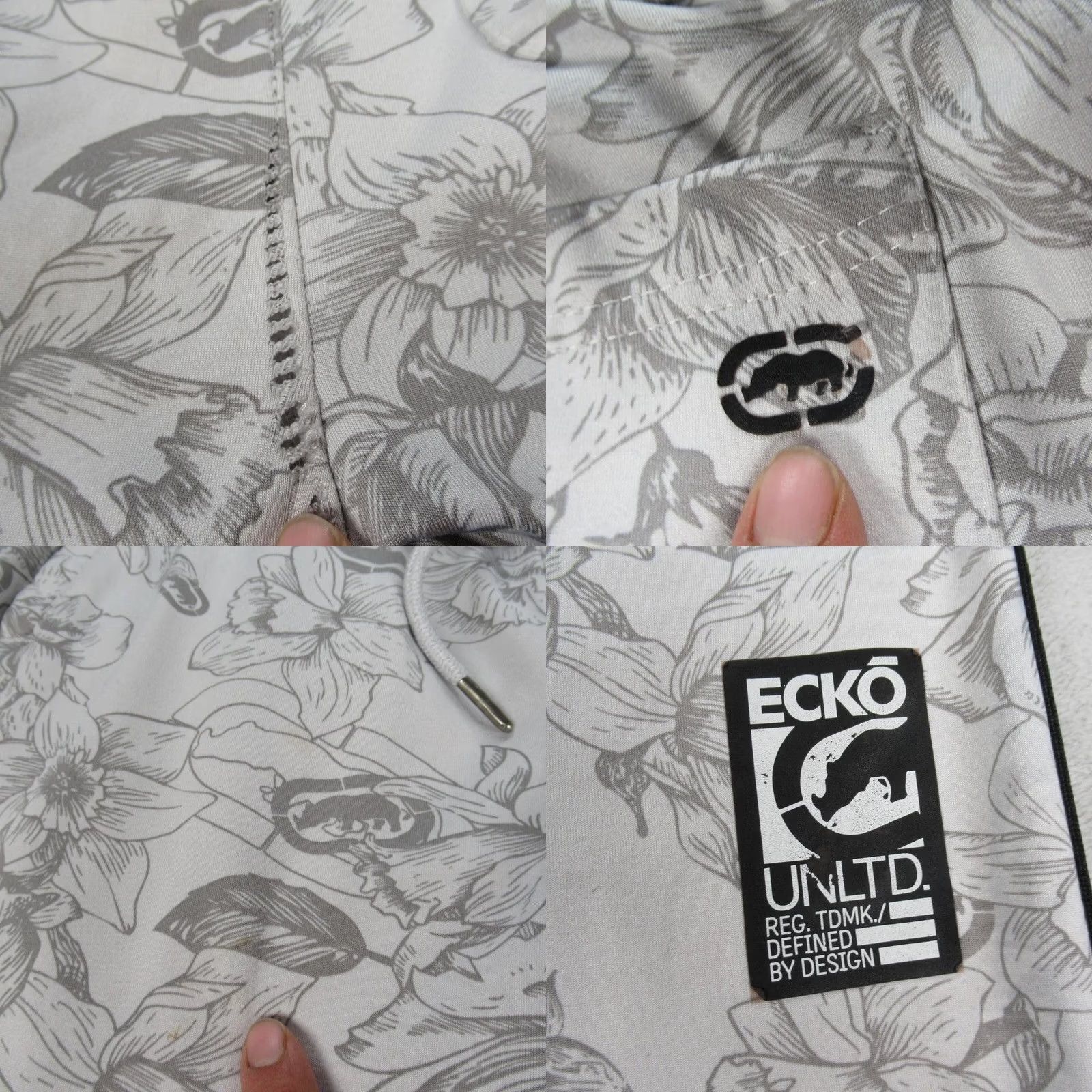 Ecko Unltd. VINTAGE ECKO UNLTD Pants Mens Small White Floral Pockets Elastic Drawstring Waist Jogger Size US 29 - 9 Thumbnail